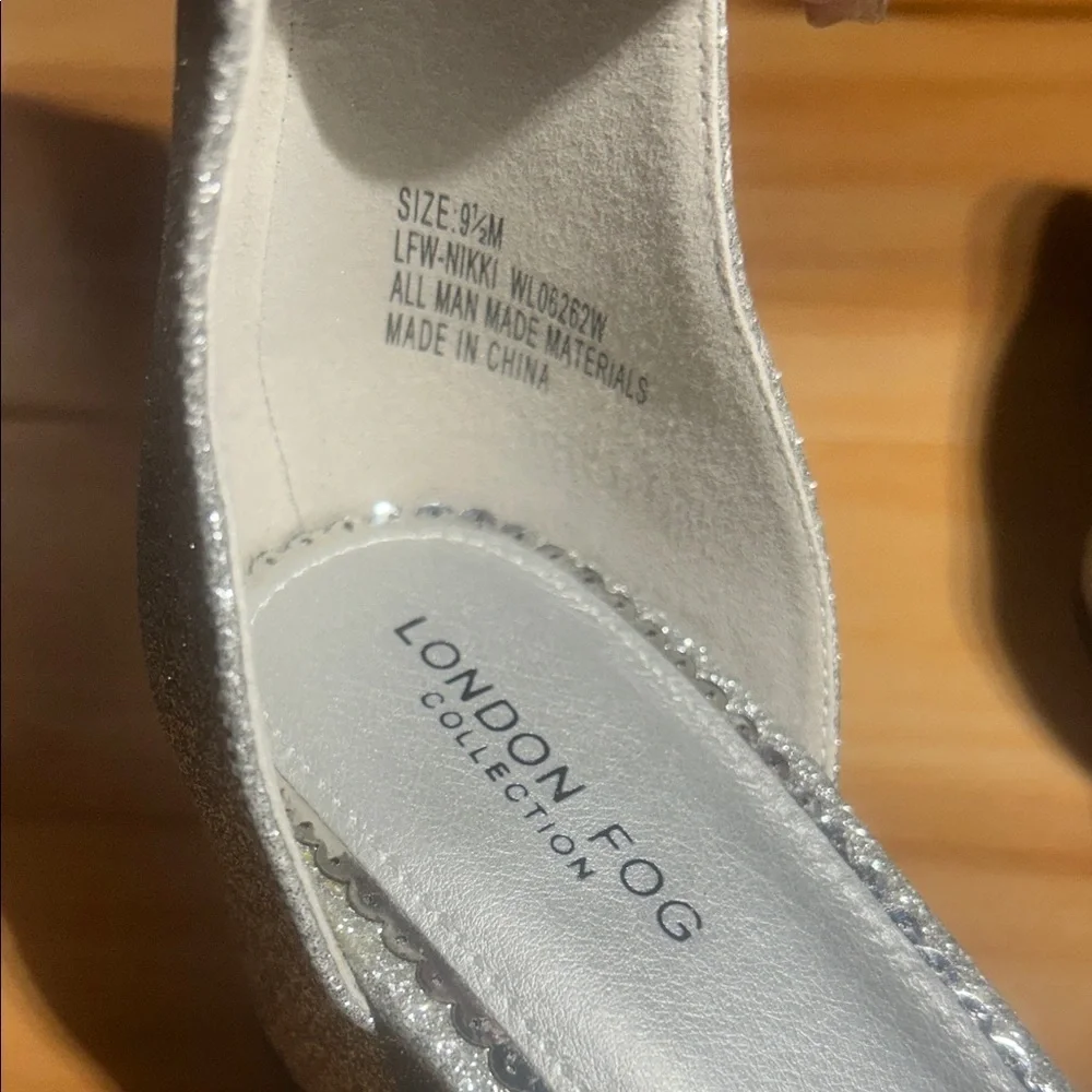 London Fog Glittering Silver Heels